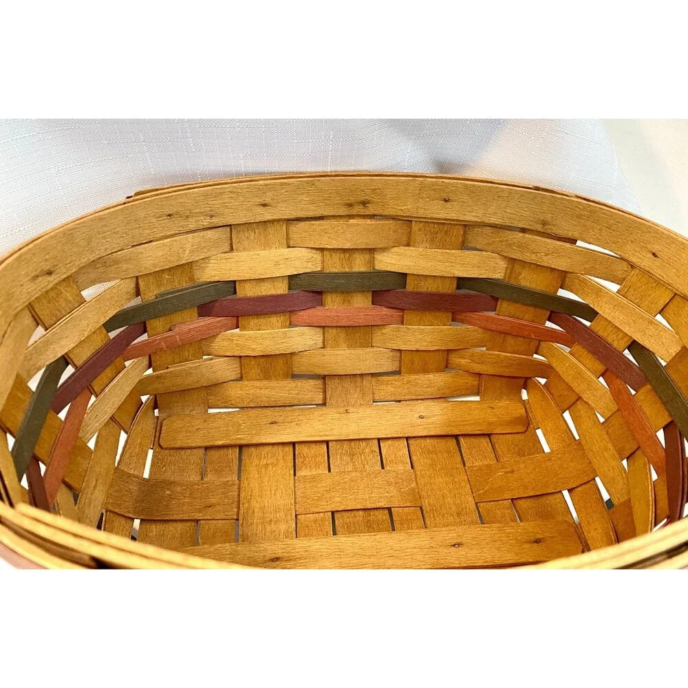 Longaberger Basket 1992 w Autumn Fall Color Design 10x7x5 Handwoven Logo Sgnd